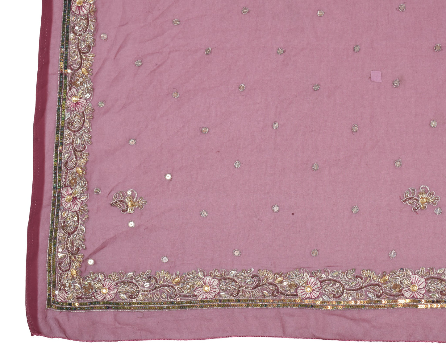 Sushila Vintage Wedding Maroon Dupatta Art Georgette Hand Beaded Long Stole Wrap