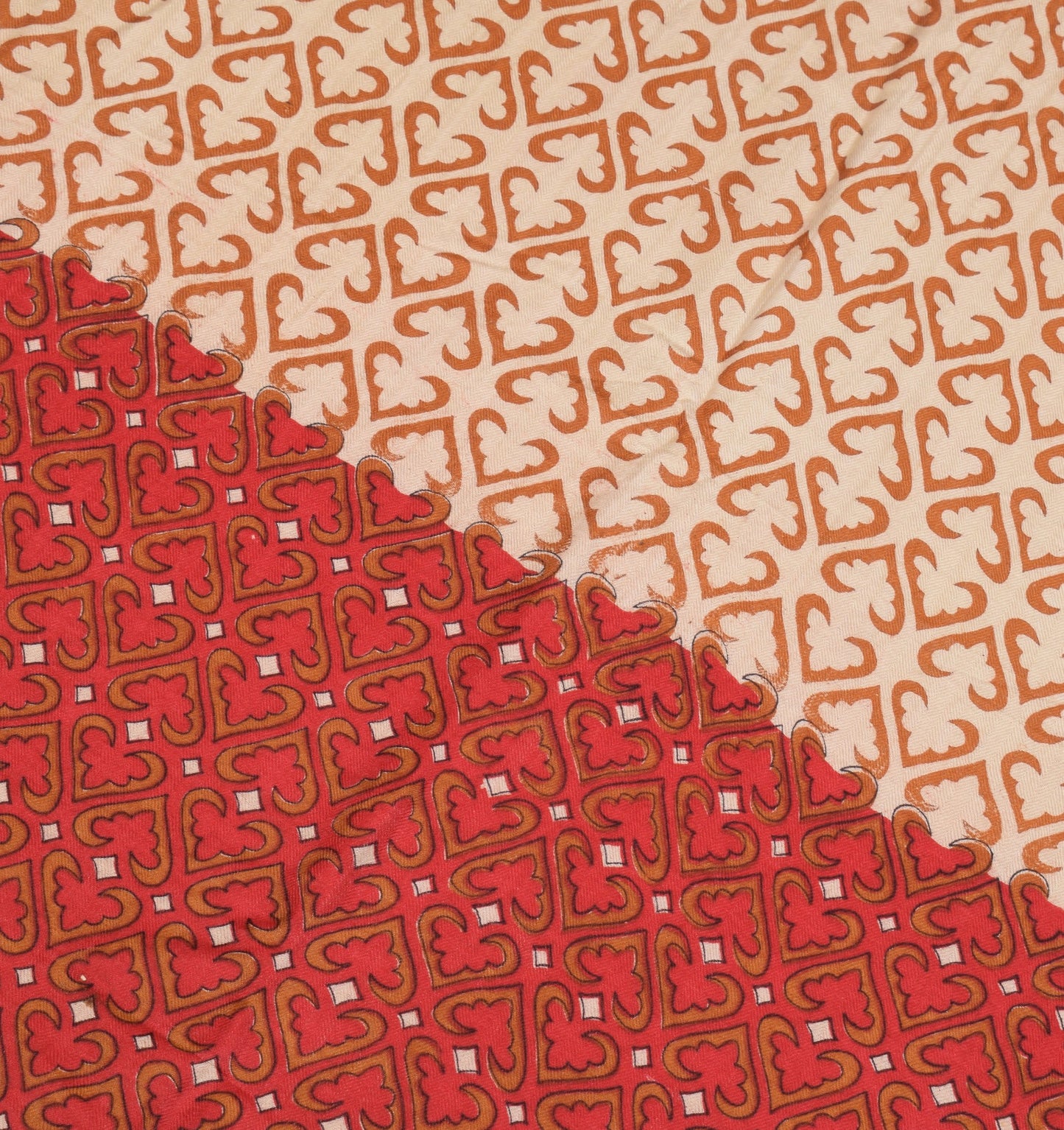 Sushila Vintage Beige Dupatta Pure Woolen Printed Hand Block Soft Long Stole