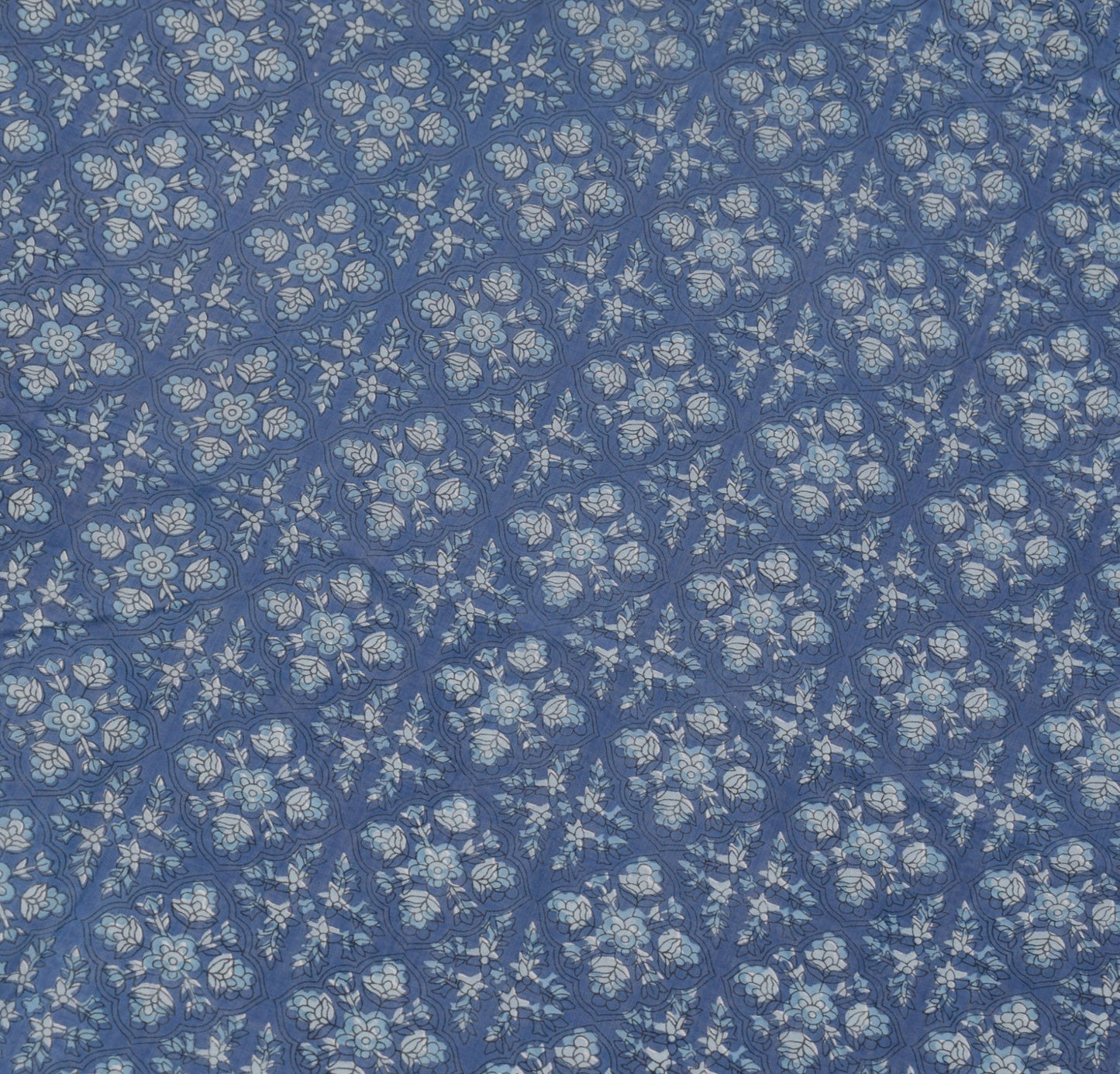 Sushila Vintage 100%Pure Cotton Dupatta Floral Printed Blue Soft Long Stole Wrap