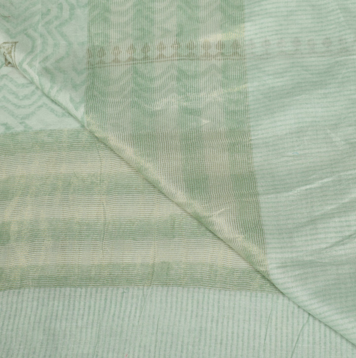 Sushila Vintage Green Dupatta Pure Cotton Silk Hand Block Print Long Stole  Wrap