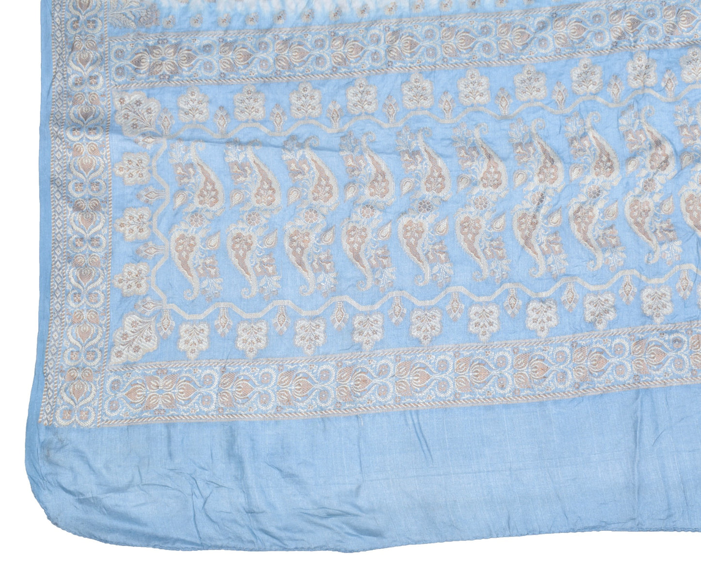 Sushila Vintage Sky Blue Dupatta Resham Woven Pure Tussar Silk Soft Long Stole