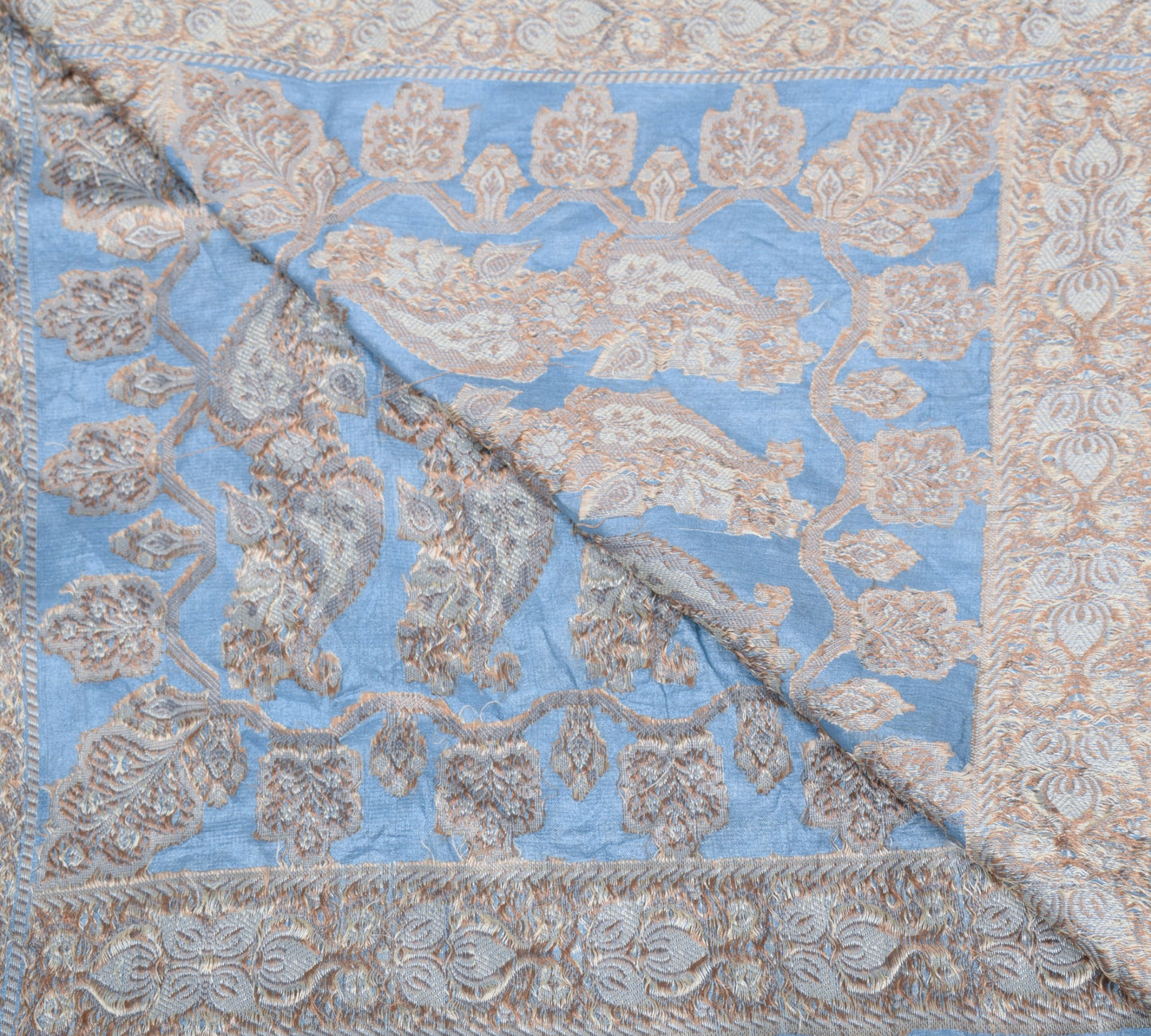 Sushila Vintage Sky Blue Dupatta Resham Woven Pure Tussar Silk Soft Long Stole