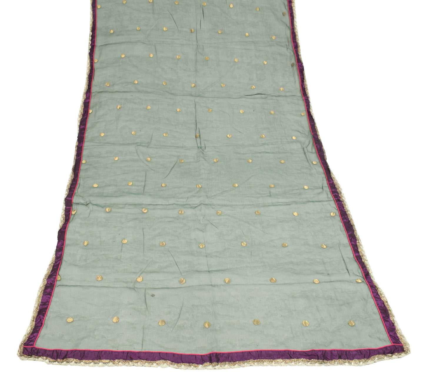 Sushila Vintage Dark Green Dupatta Cotton Silk Zari Woven Polka Dot Long Stole