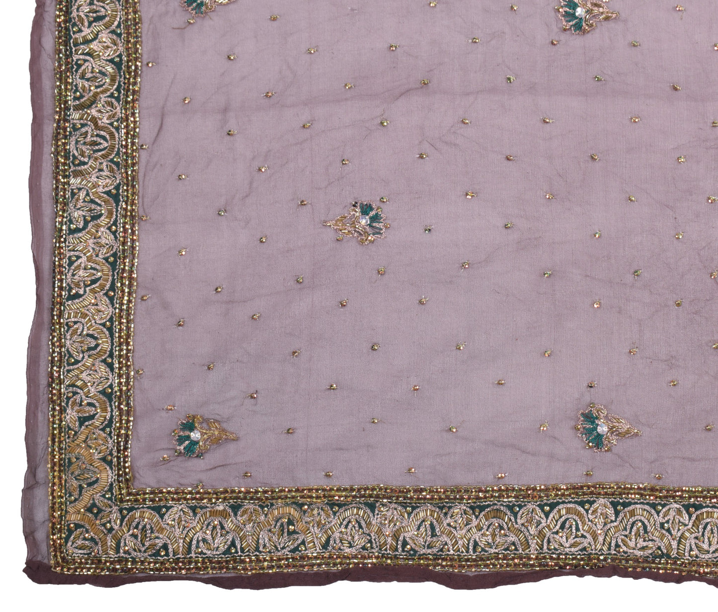 Sushila Vintage 100% Pure Georgette Dupatta Floral Embroidered Wrap Long Stole