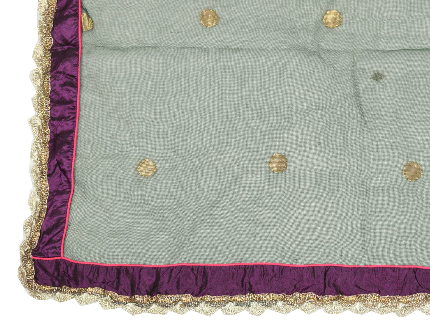 Sushila Vintage Dark Green Dupatta Cotton Silk Zari Woven Polka Dot Long Stole