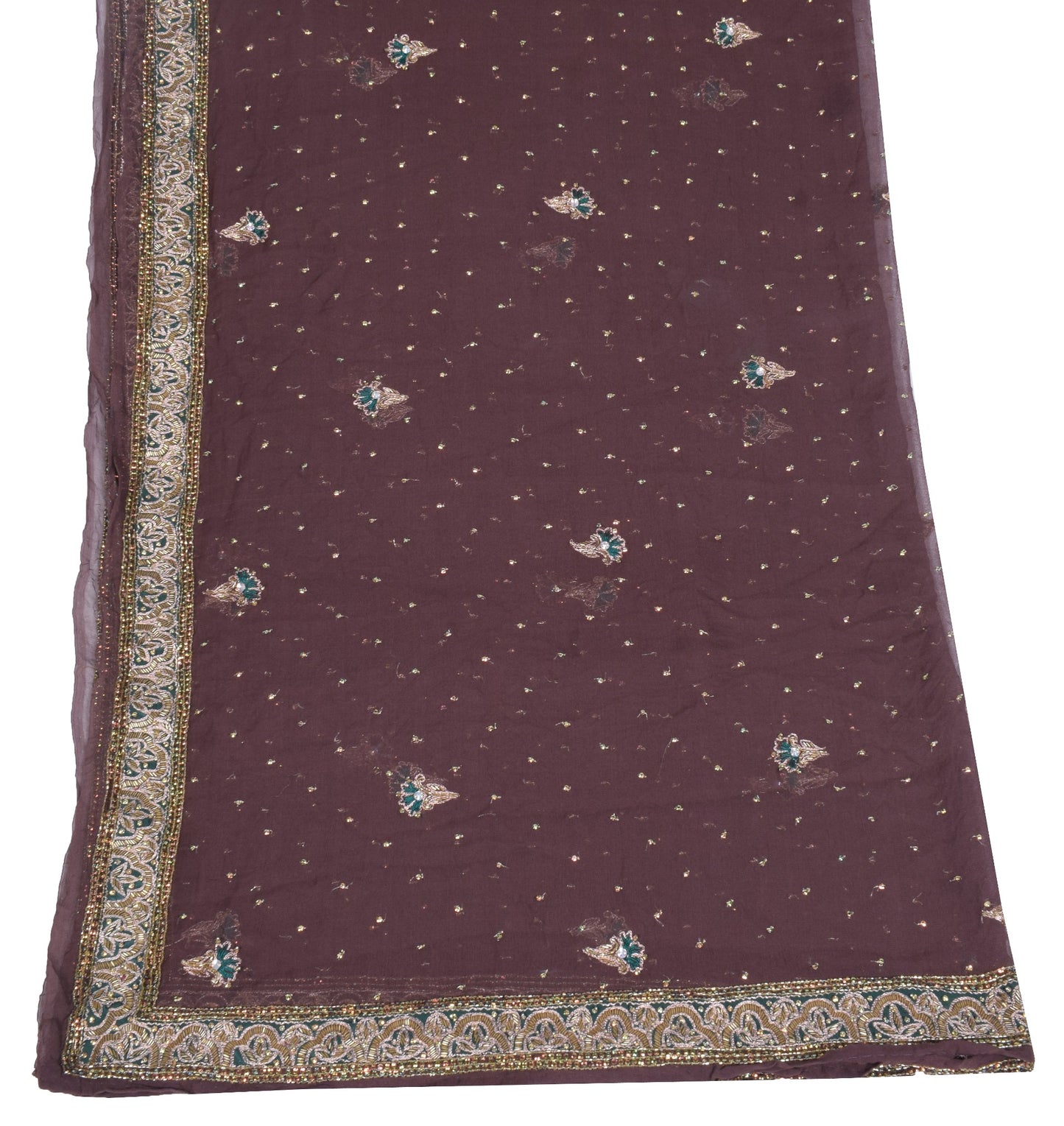 Sushila Vintage 100% Pure Georgette Dupatta Floral Embroidered Wrap Long Stole