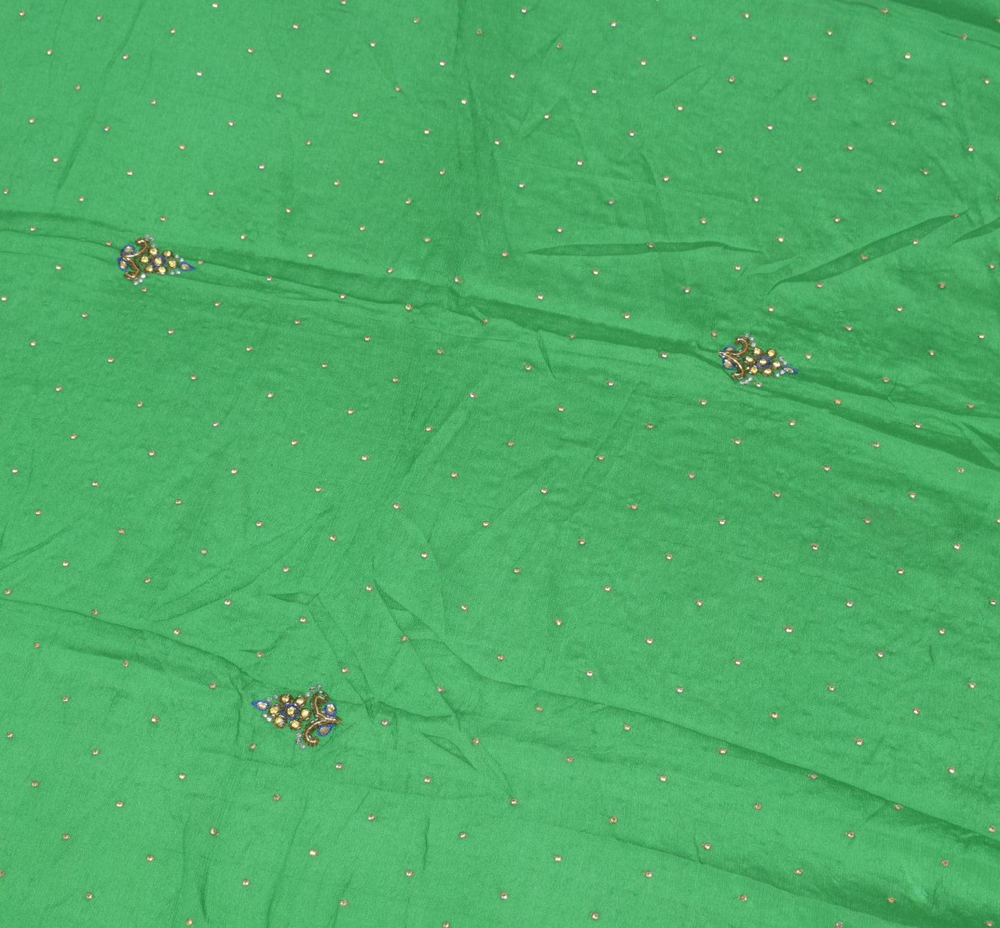 Sushila Vintage Green Pure Chiffon Dupatta Hand Embroidered Floral Long Stole