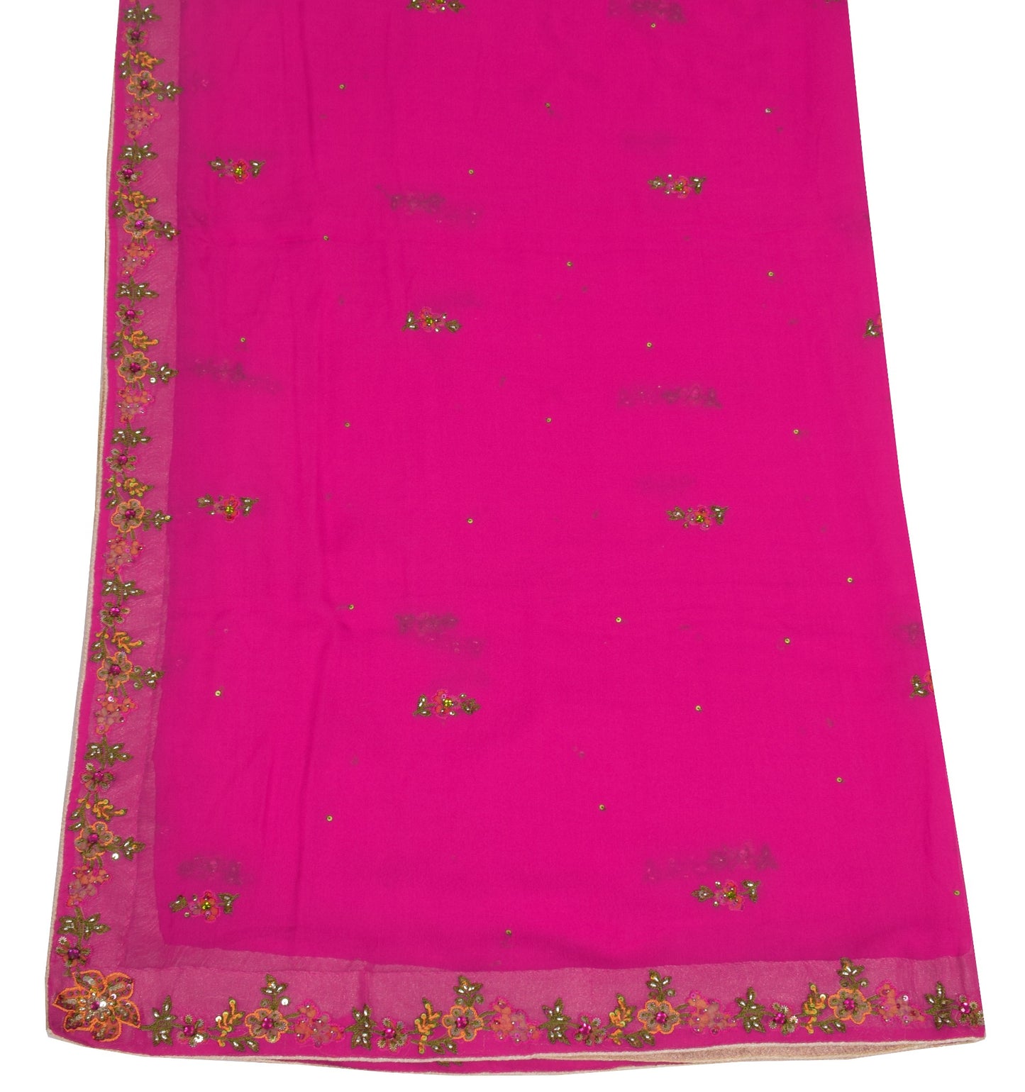 Sushila Vintage Pink Dupatta Hand Embroidered Floral Pure Georgette Long Stole