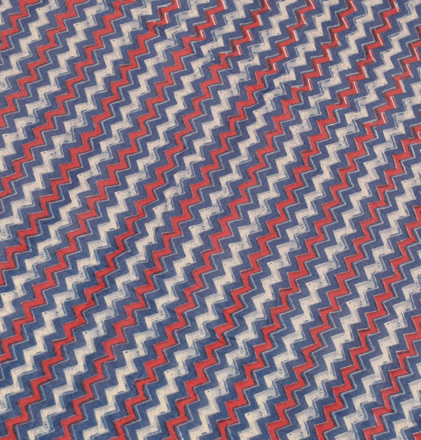 Sushila Vintage Hand Block Dupatta Blue Zig-Zag Printed Pure Cotton Long Stole