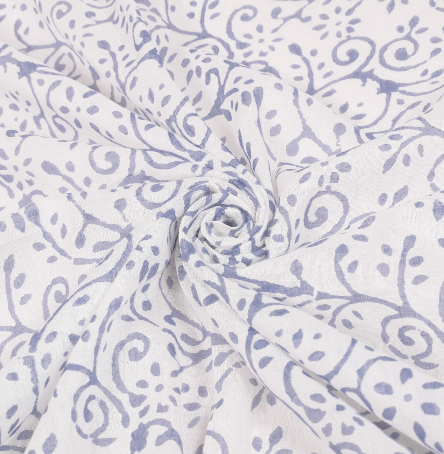Sushila Vintage White Floral Dupatta Hand Block Printed Pure Cotton Long Stole