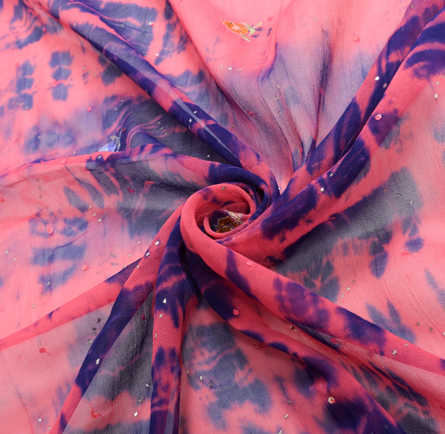 Sushila Vintage Tie-Dye Dupatta Pure Georgette Floral Embroidered Pink LongStole