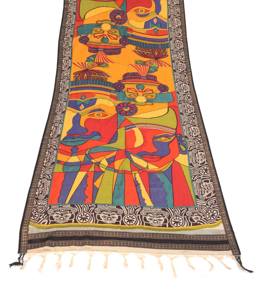 Sushila Vintage Folk Art Motifs Dupatta Pure Woolen Hand Printed Soft Long Stole