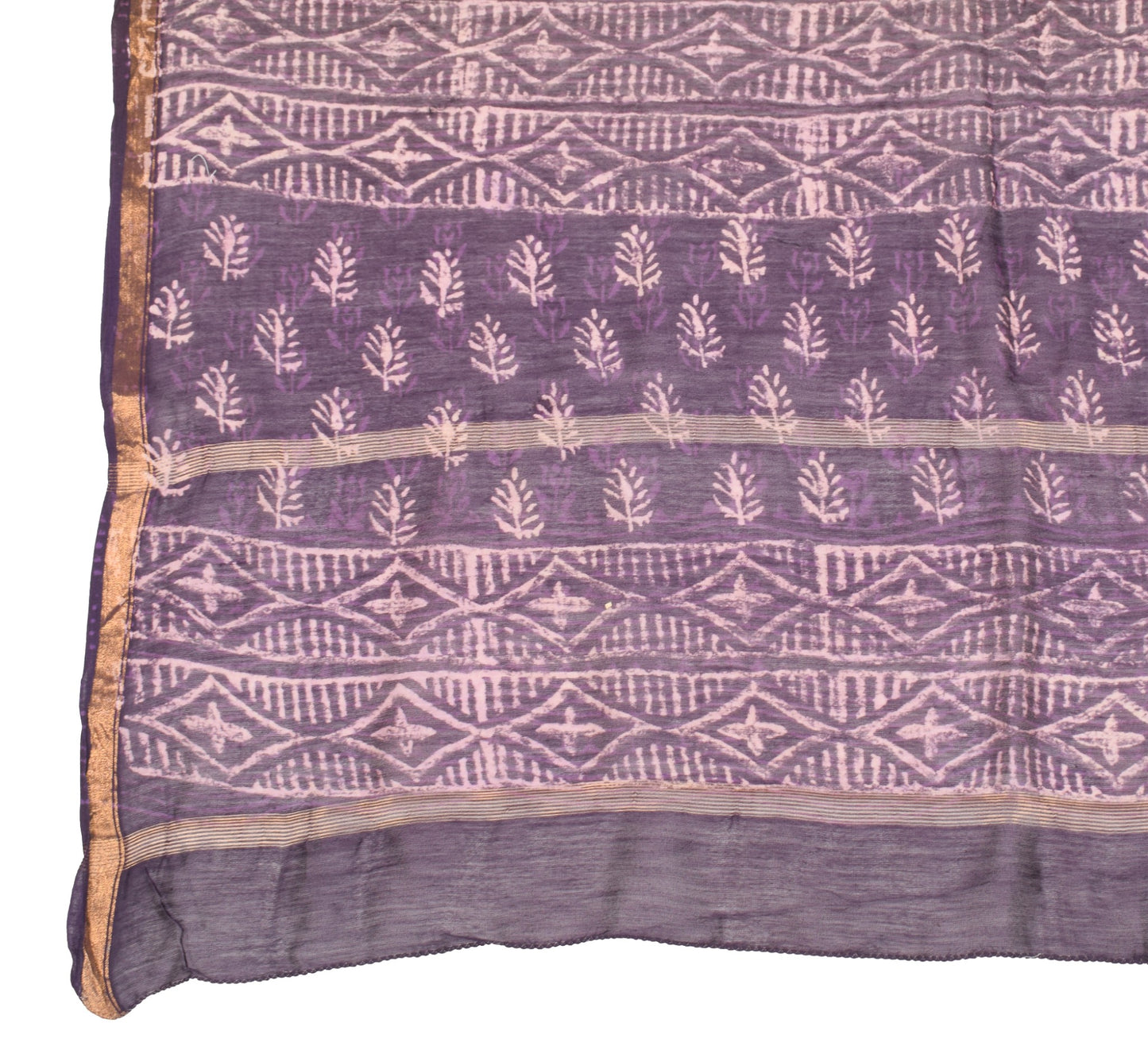 Sushila Vintage Dark Wine Dupatta Pure Cotton Silk Hand Print Floral Long Stole
