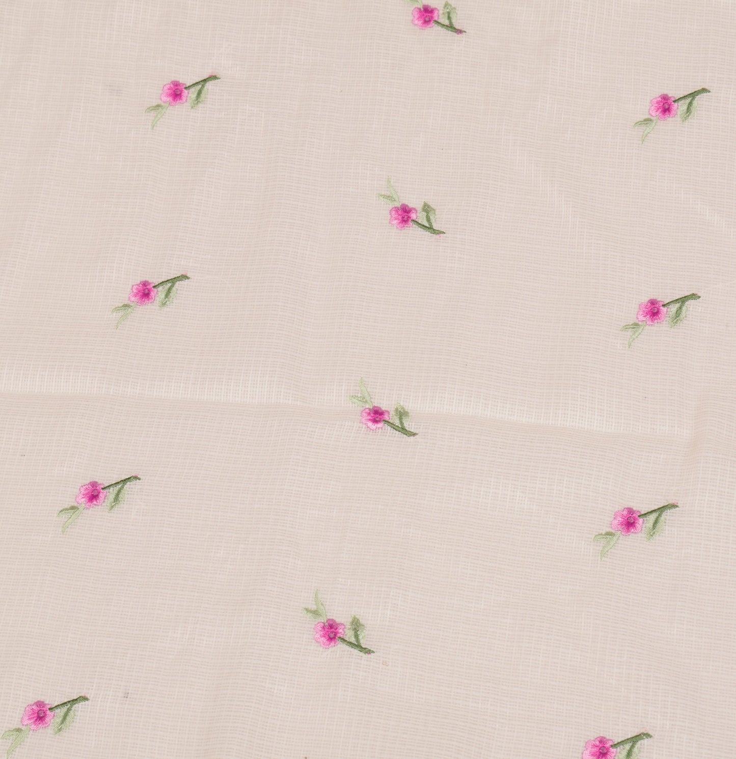 Sushila Vintage Floral Embroidered Dupatta Art Cotton Silk Cream Long Stole Wrap