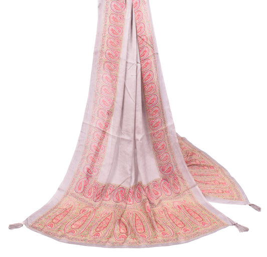 Sushila Vintage 100% Pure Silk Dupatta Paisley Printed Soft Indian Long Stole
