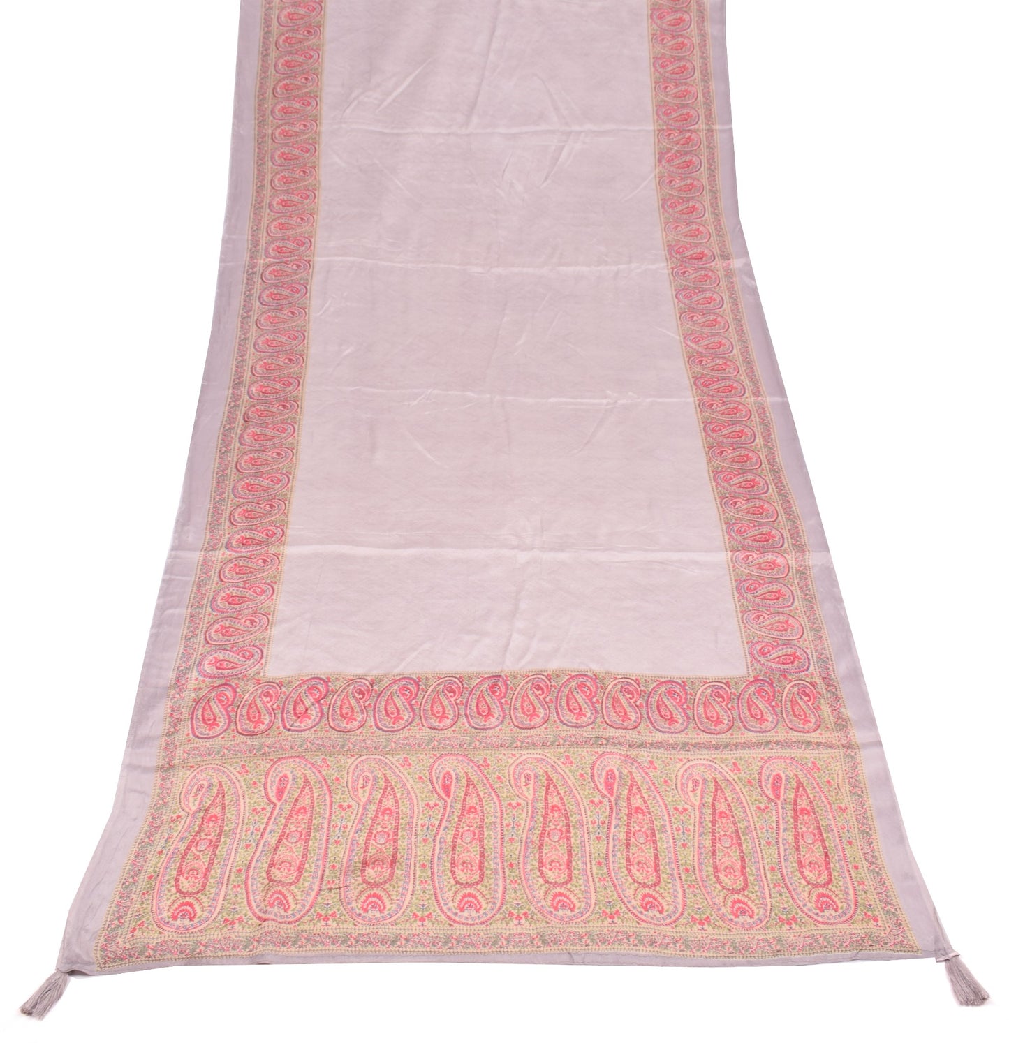 Sushila Vintage 100% Pure Silk Dupatta Paisley Printed Soft Indian Long Stole