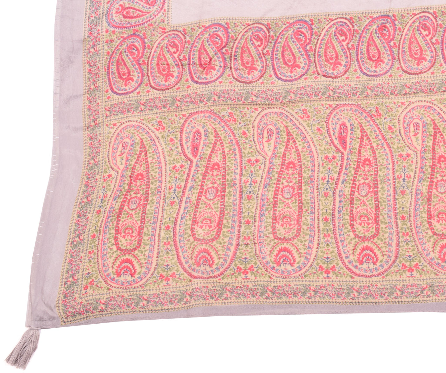 Sushila Vintage 100% Pure Silk Dupatta Paisley Printed Soft Indian Long Stole