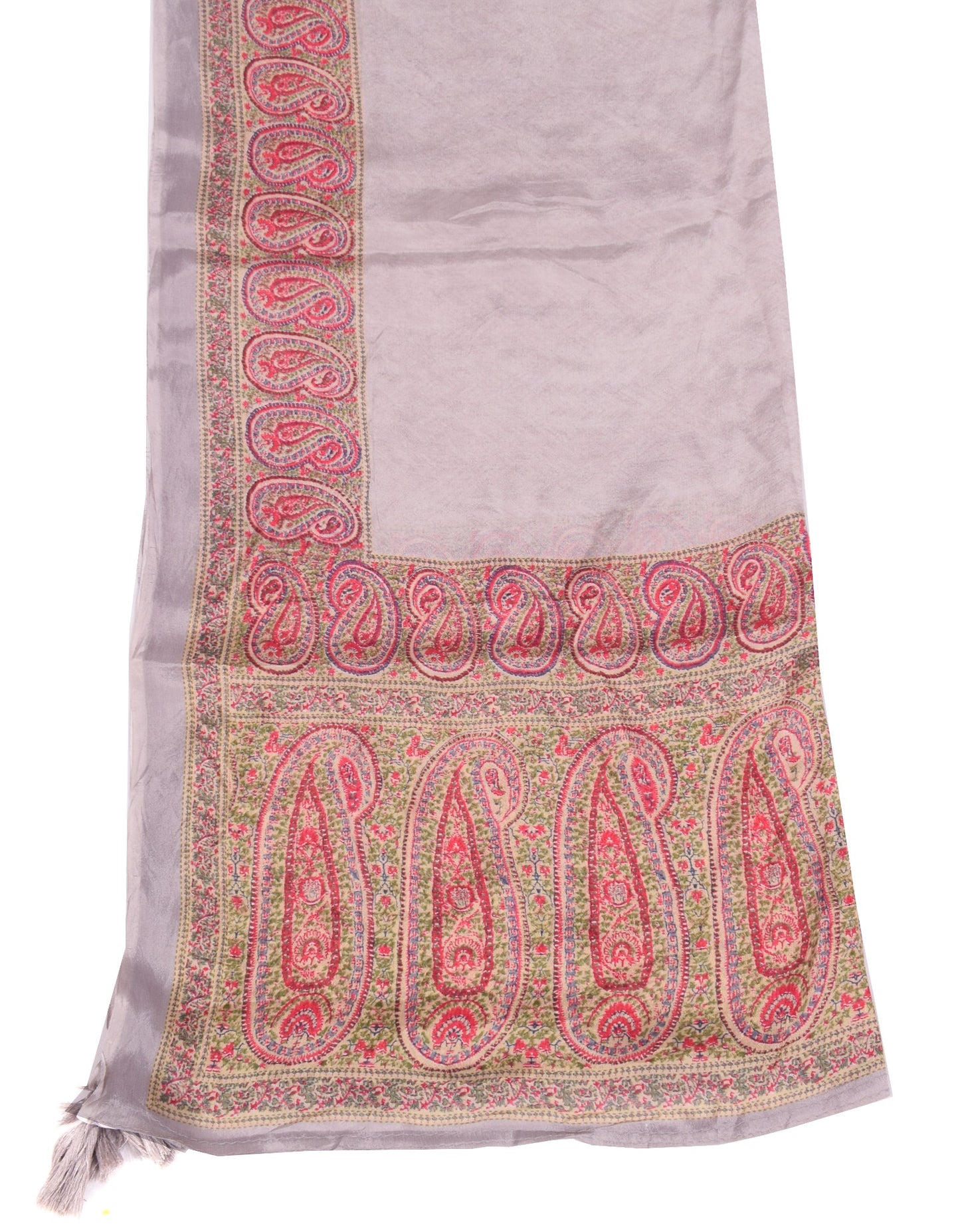 Sushila Vintage 100% Pure Silk Dupatta Paisley Printed Soft Indian Long Stole