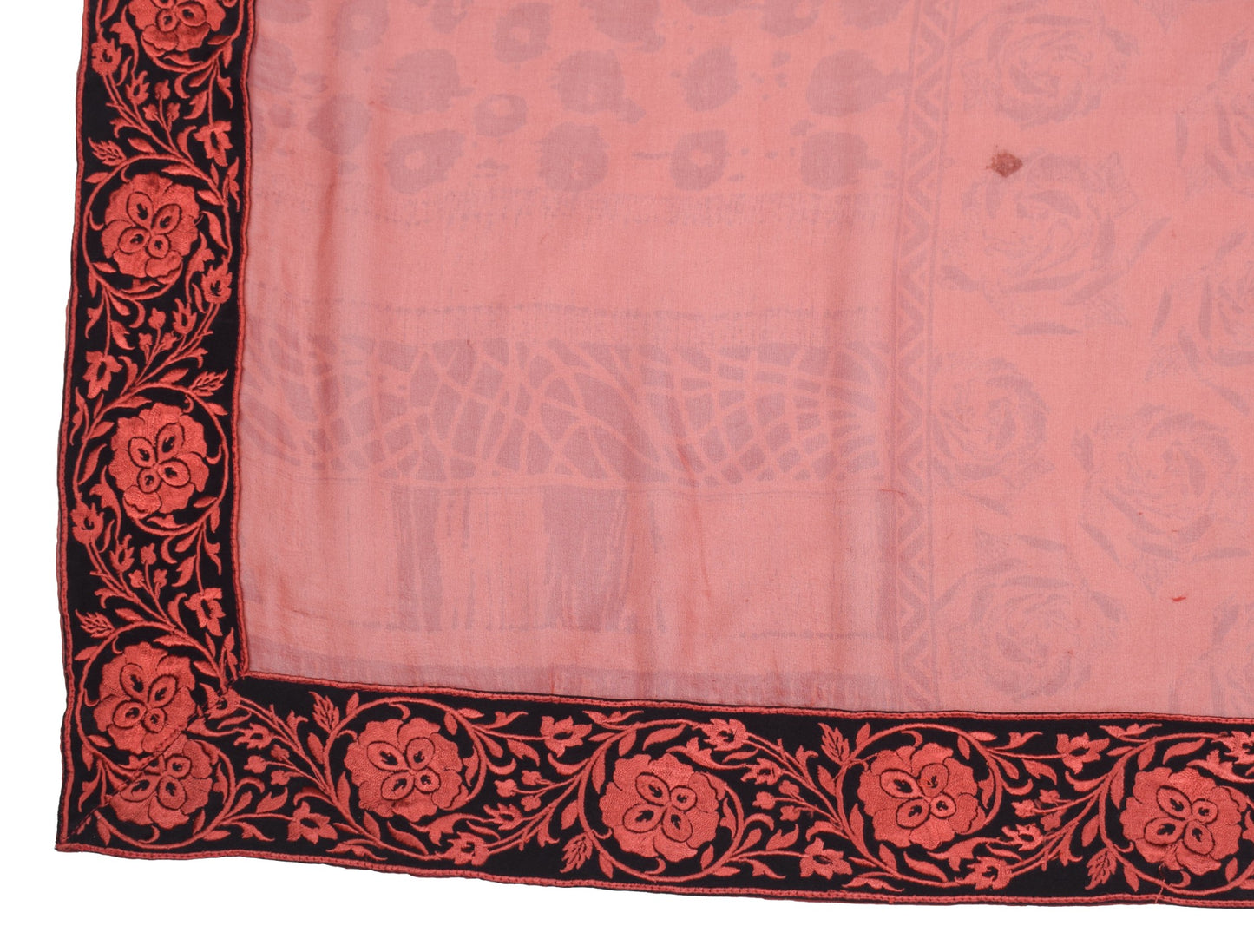 Sushila Vintage Rust Print Dupatta Embroidered Border Pure Georgette Long Stole