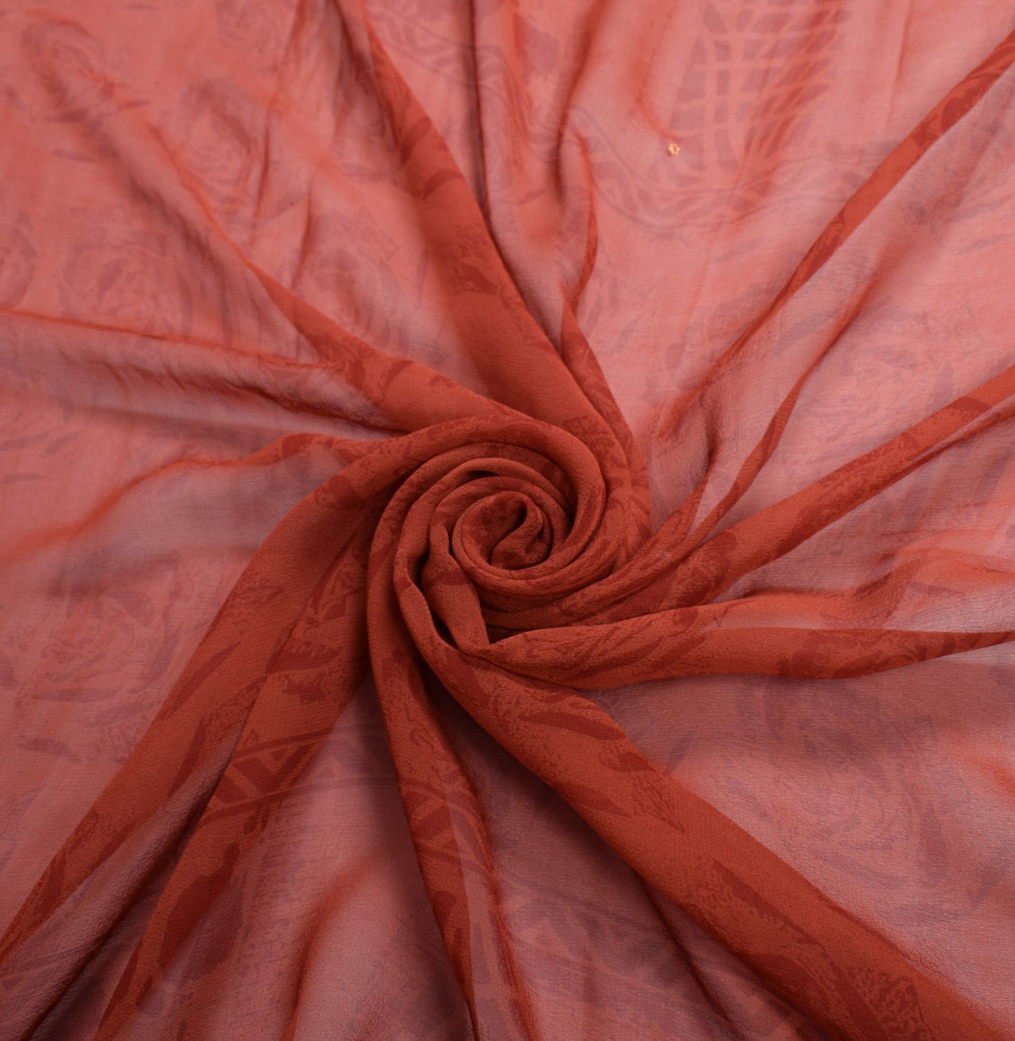 Sushila Vintage Rust Print Dupatta Embroidered Border Pure Georgette Long Stole