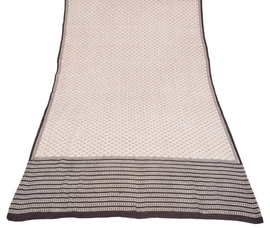 Sushila Vintage Hand Block Printed Dupatta Pure Cotton Cream Floral Long Stole