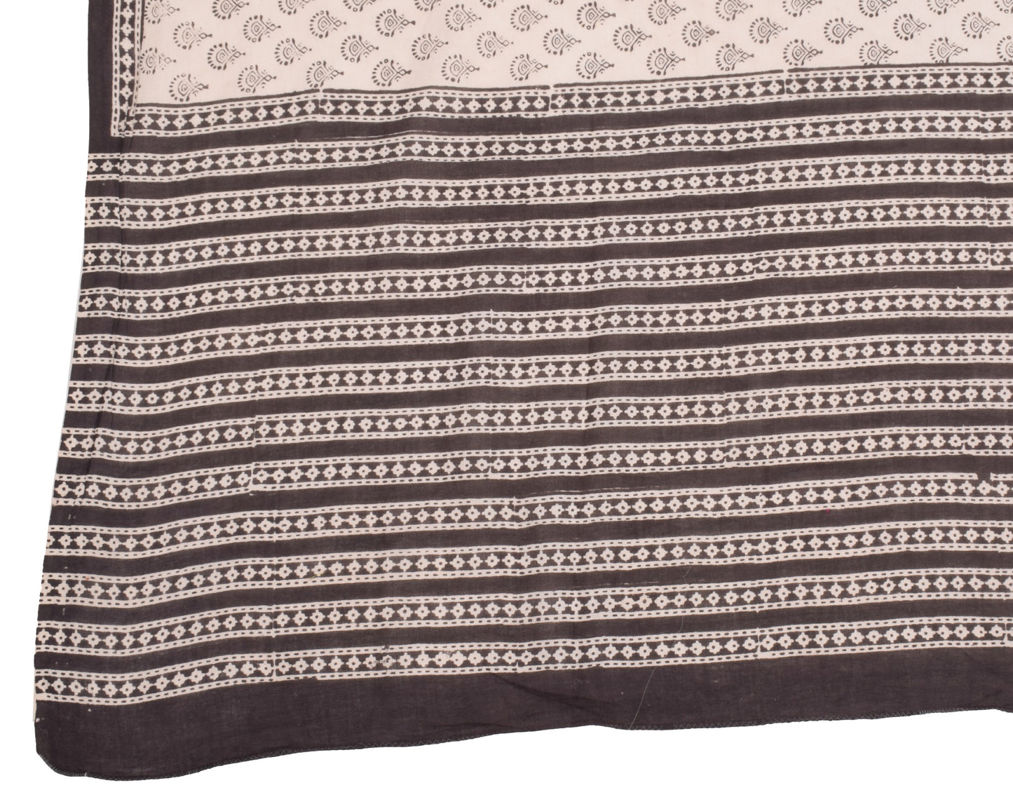Sushila Vintage Hand Block Printed Dupatta Pure Cotton Cream Floral Long Stole