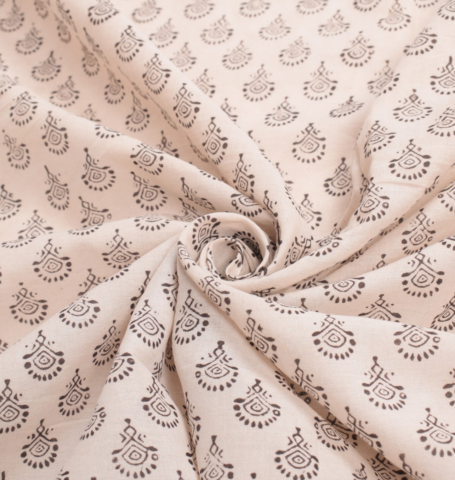 Sushila Vintage Hand Block Printed Dupatta Pure Cotton Cream Floral Long Stole