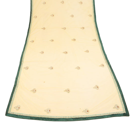 Sushila Vintage Polki Kundan Embroidered Dupatta Yellow Net Floral Long Stole