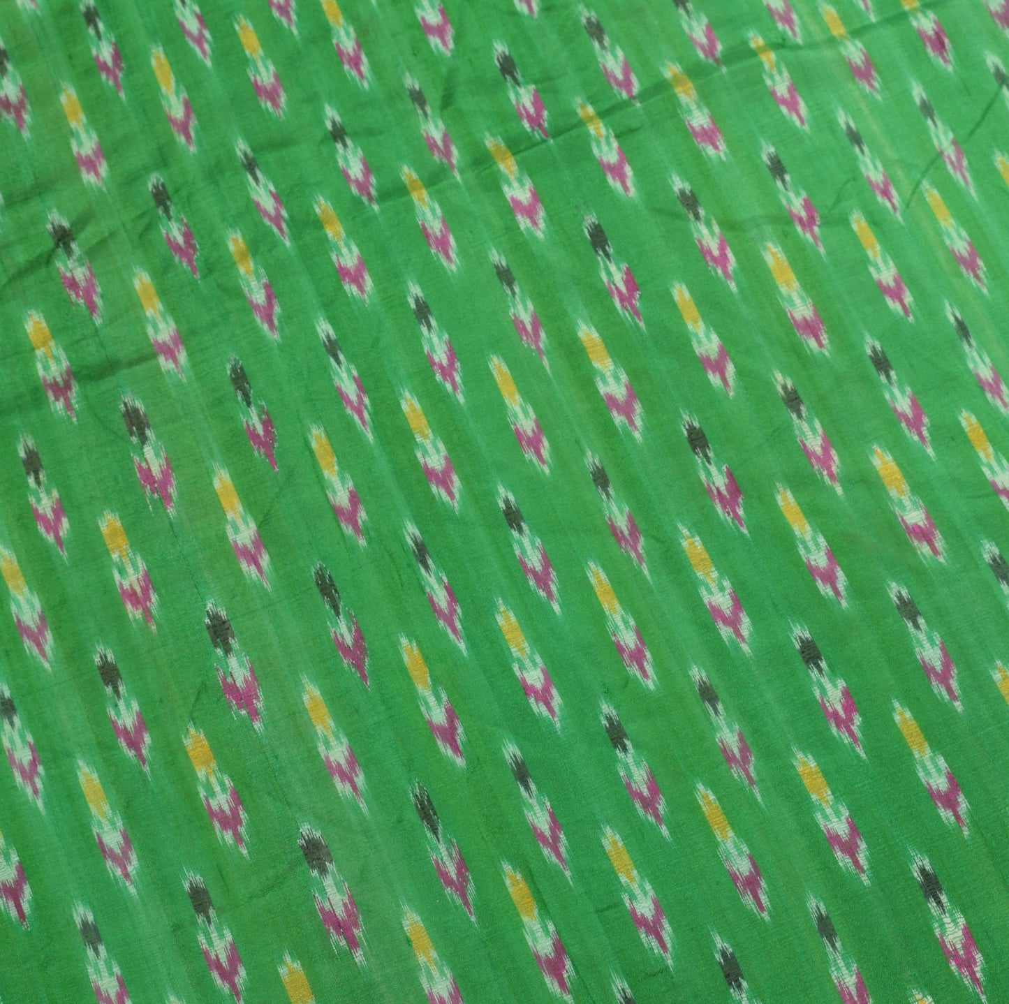 Sushila Vintage Handwoven Pochampally Ikat Dupatta Pure Silk Green Long Stole