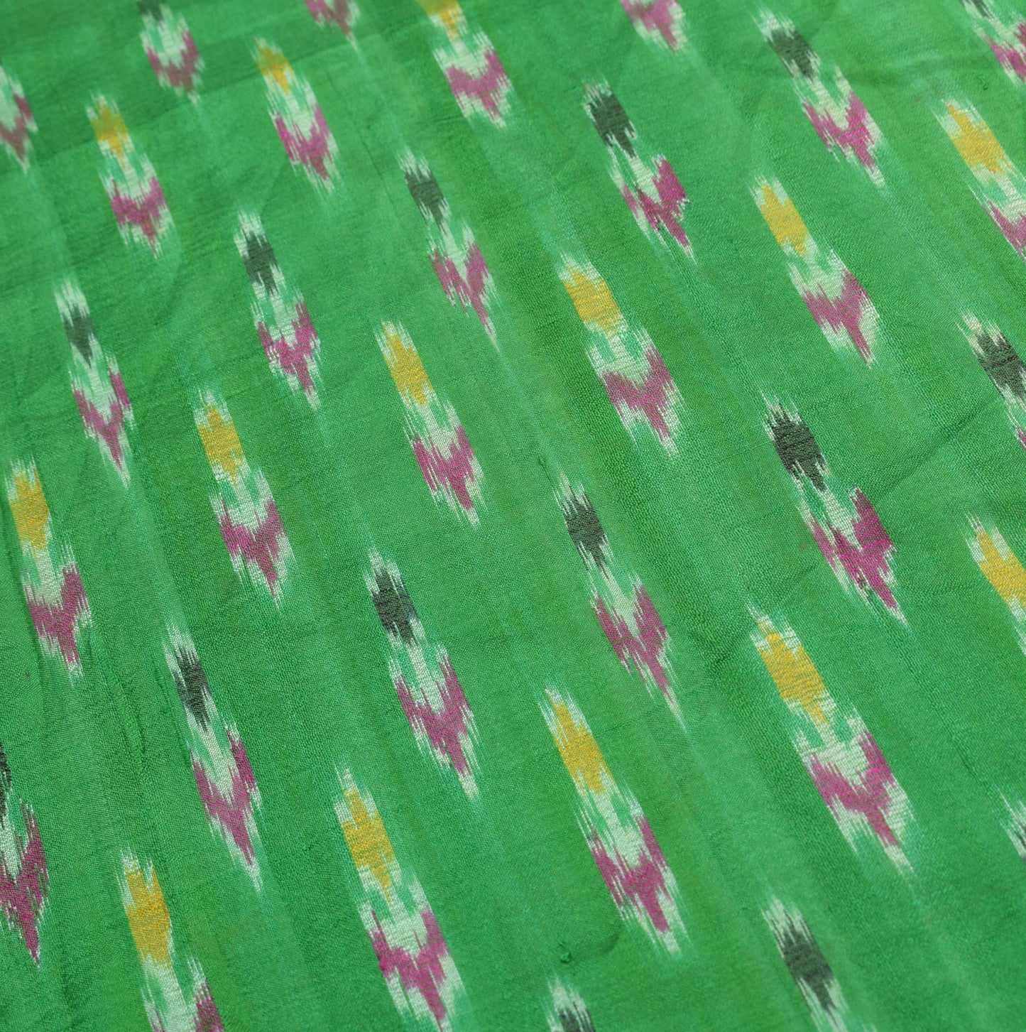Sushila Vintage Handwoven Pochampally Ikat Dupatta Pure Silk Green Long Stole