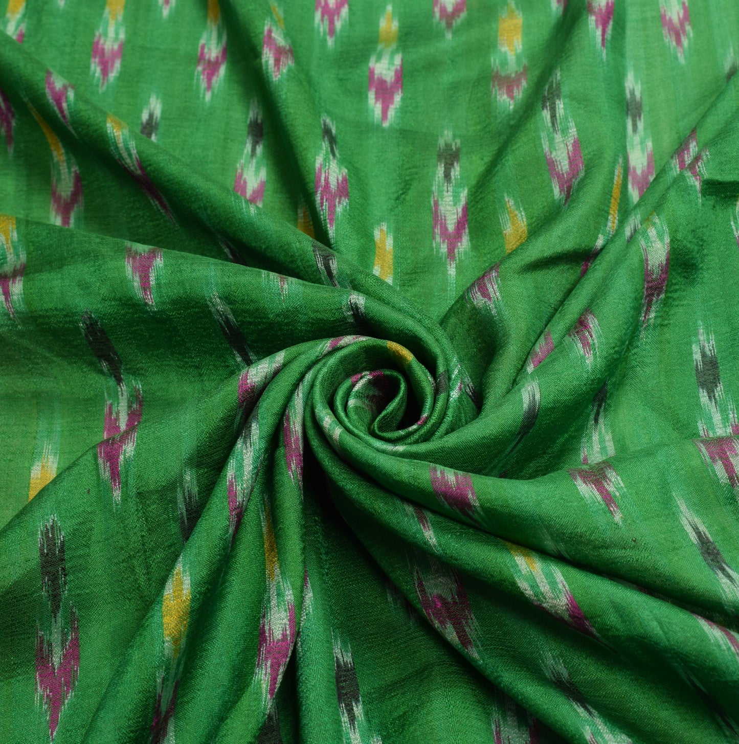 Sushila Vintage Handwoven Pochampally Ikat Dupatta Pure Silk Green Long Stole