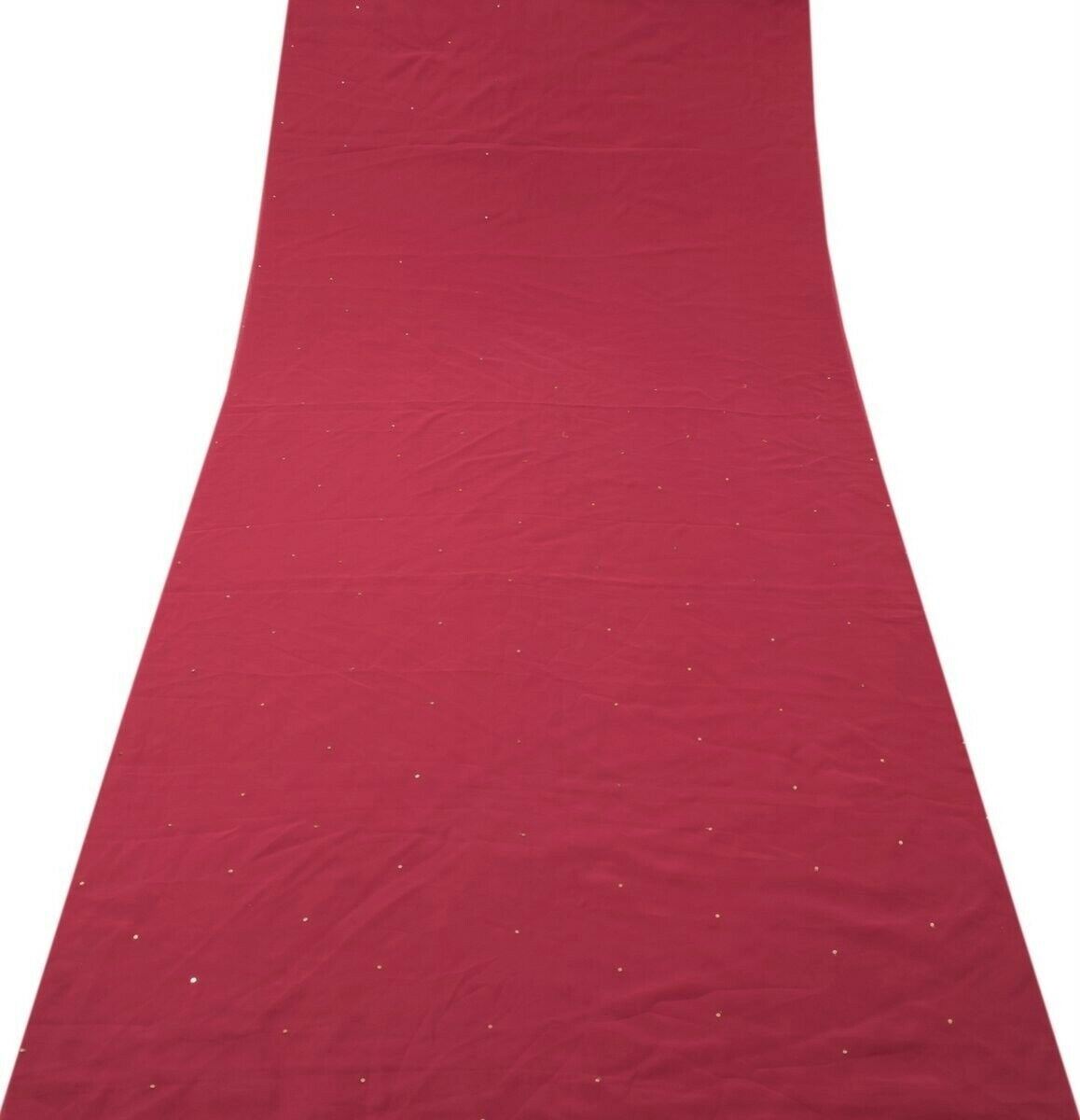 Blend Georgette Silk Vintage Sari Remnant Scrap Fabric for Sewing Craft Magenta