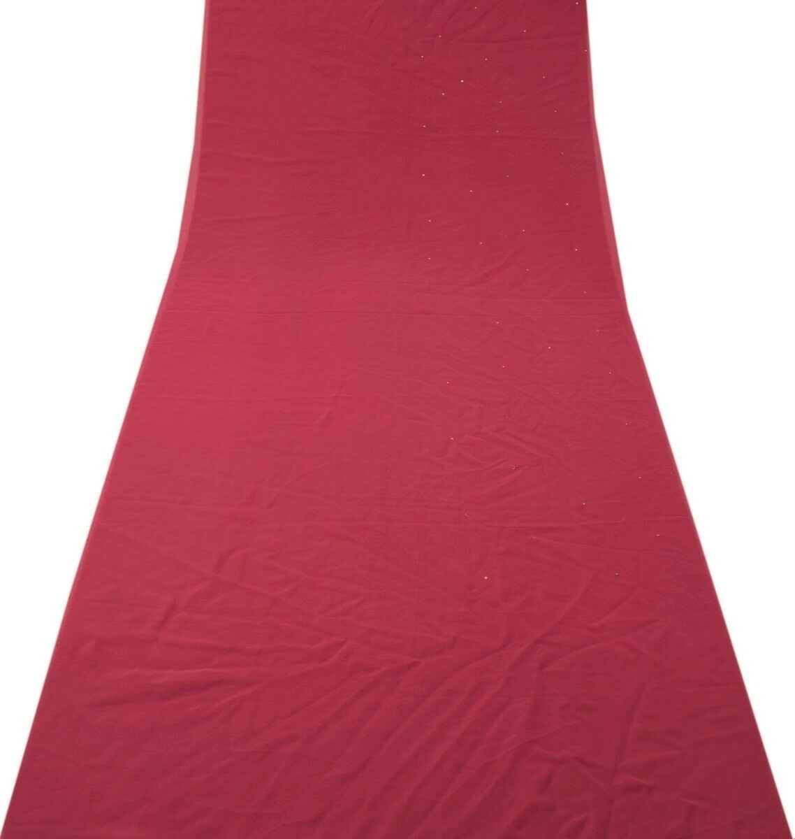 Blend Georgette Silk Vintage Sari Remnant Scrap Fabric for Sewing Craft Magenta