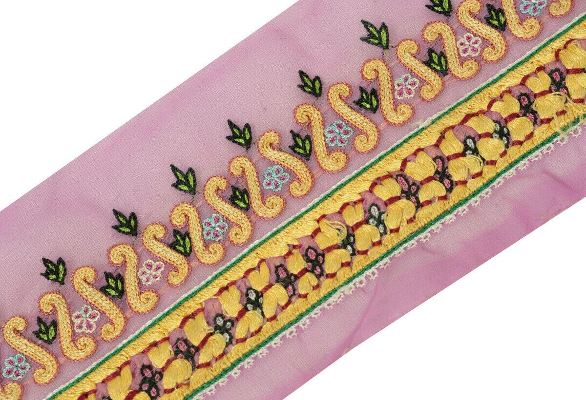 Antique Vintage Saree Border Indian Craft Trim Embroidered Ribbon Lace