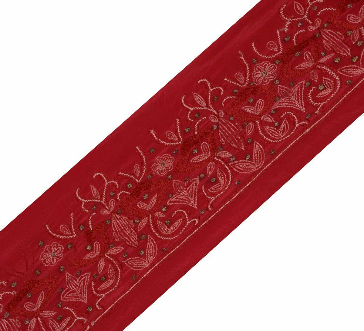Antique Vintage Saree Border Indian Craft Trim Embroidered Floral Ribbon Lace