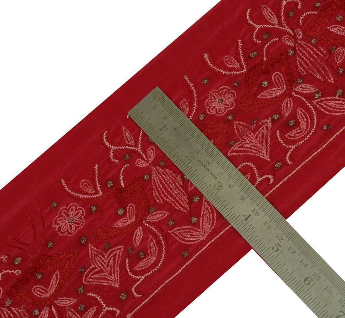 Antique Vintage Saree Border Indian Craft Trim Embroidered Floral Ribbon Lace