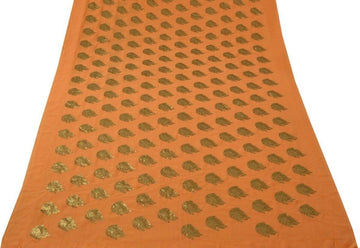 Indian Art Silk Vintage Sari Sequins Remnant Scrap Fabric for Sewing Craft Peach