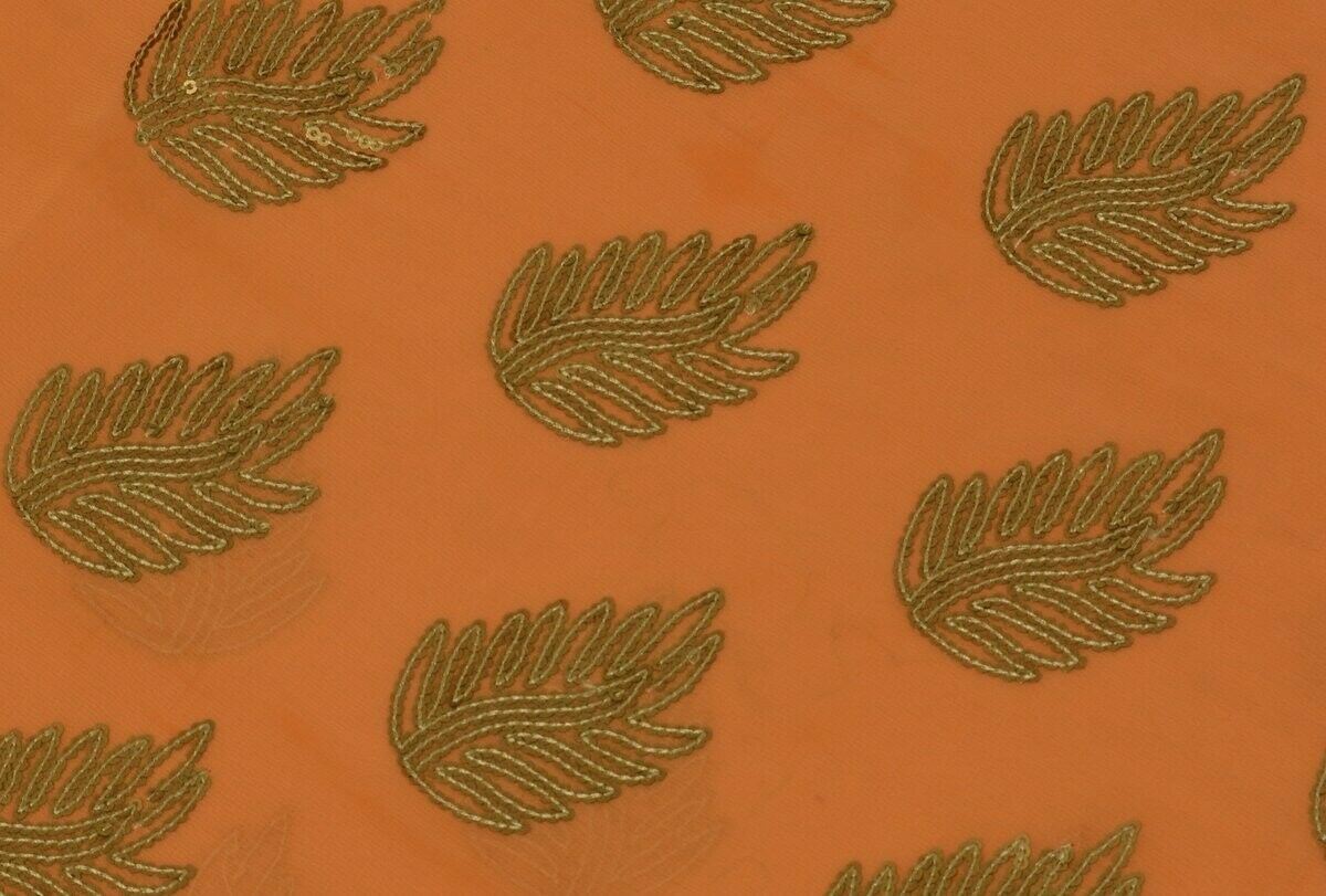 Indian Art Silk Vintage Sari Sequins Remnant Scrap Fabric for Sewing Craft Peach