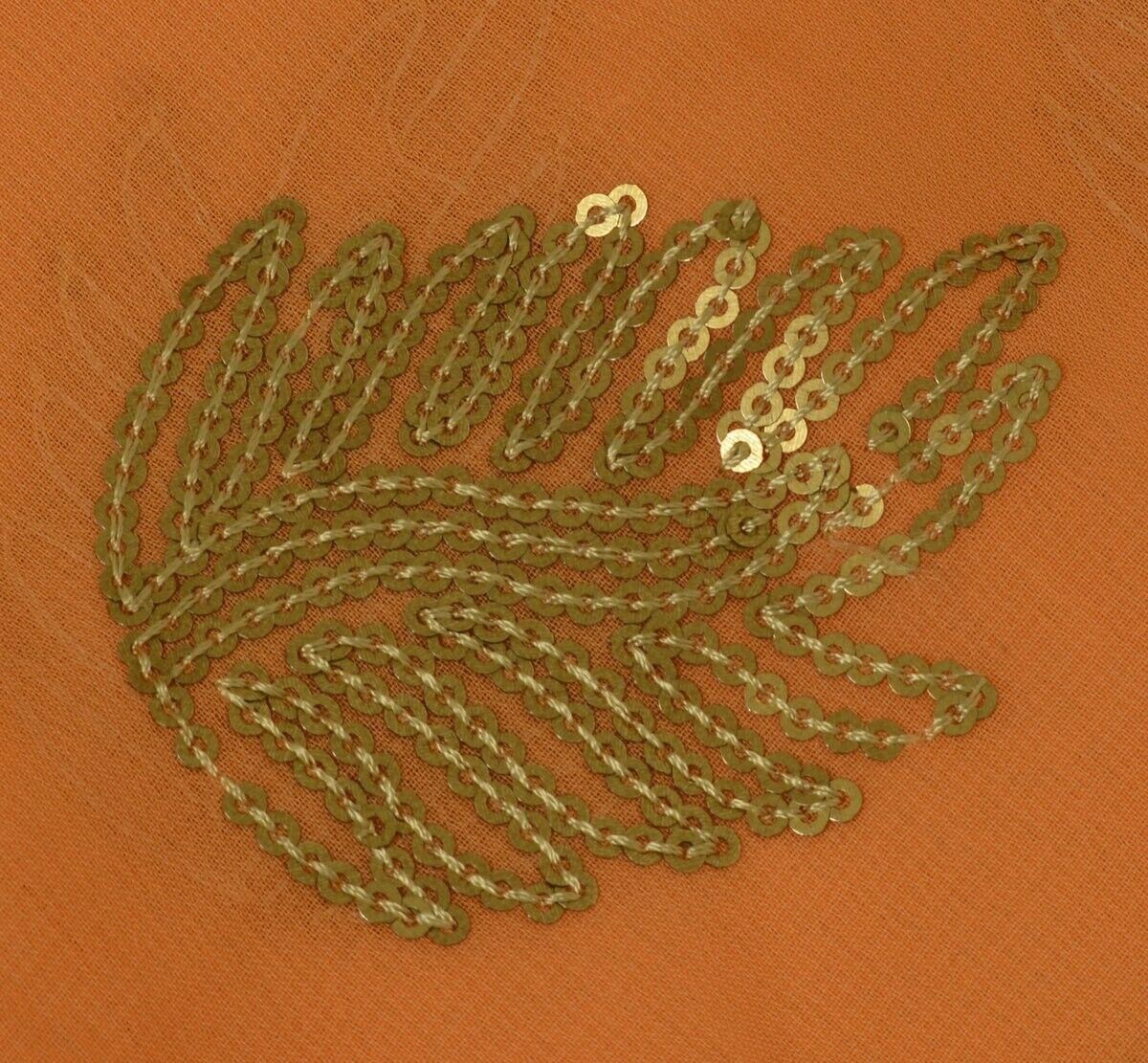 Indian Art Silk Vintage Sari Sequins Remnant Scrap Fabric for Sewing Craft Peach