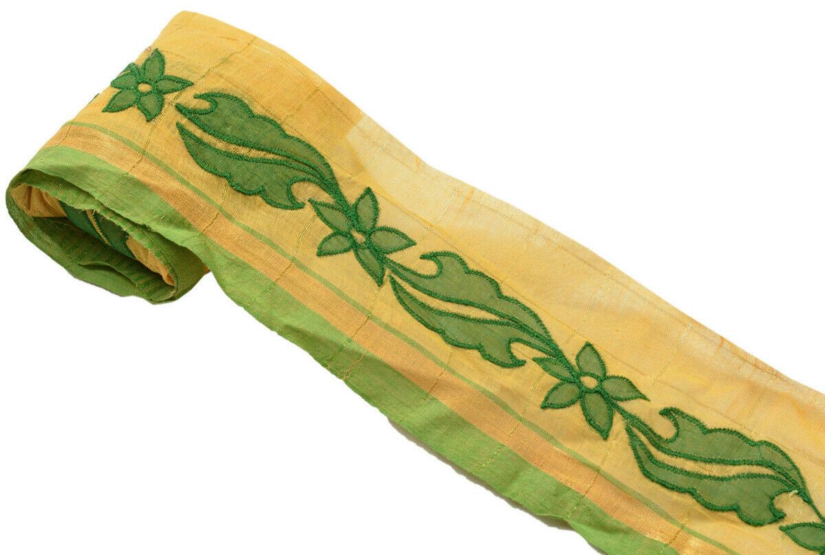Antique Vintage Saree Border Indian Craft Trim Embroidered Floral Ribbon Lace
