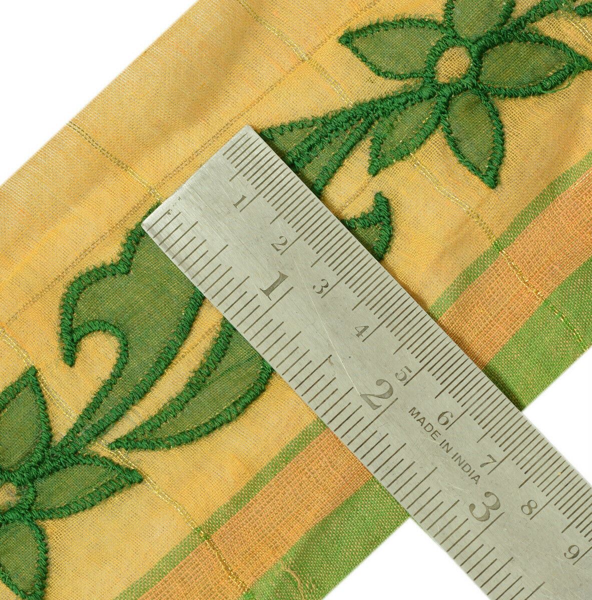 Antique Vintage Saree Border Indian Craft Trim Embroidered Floral Ribbon Lace