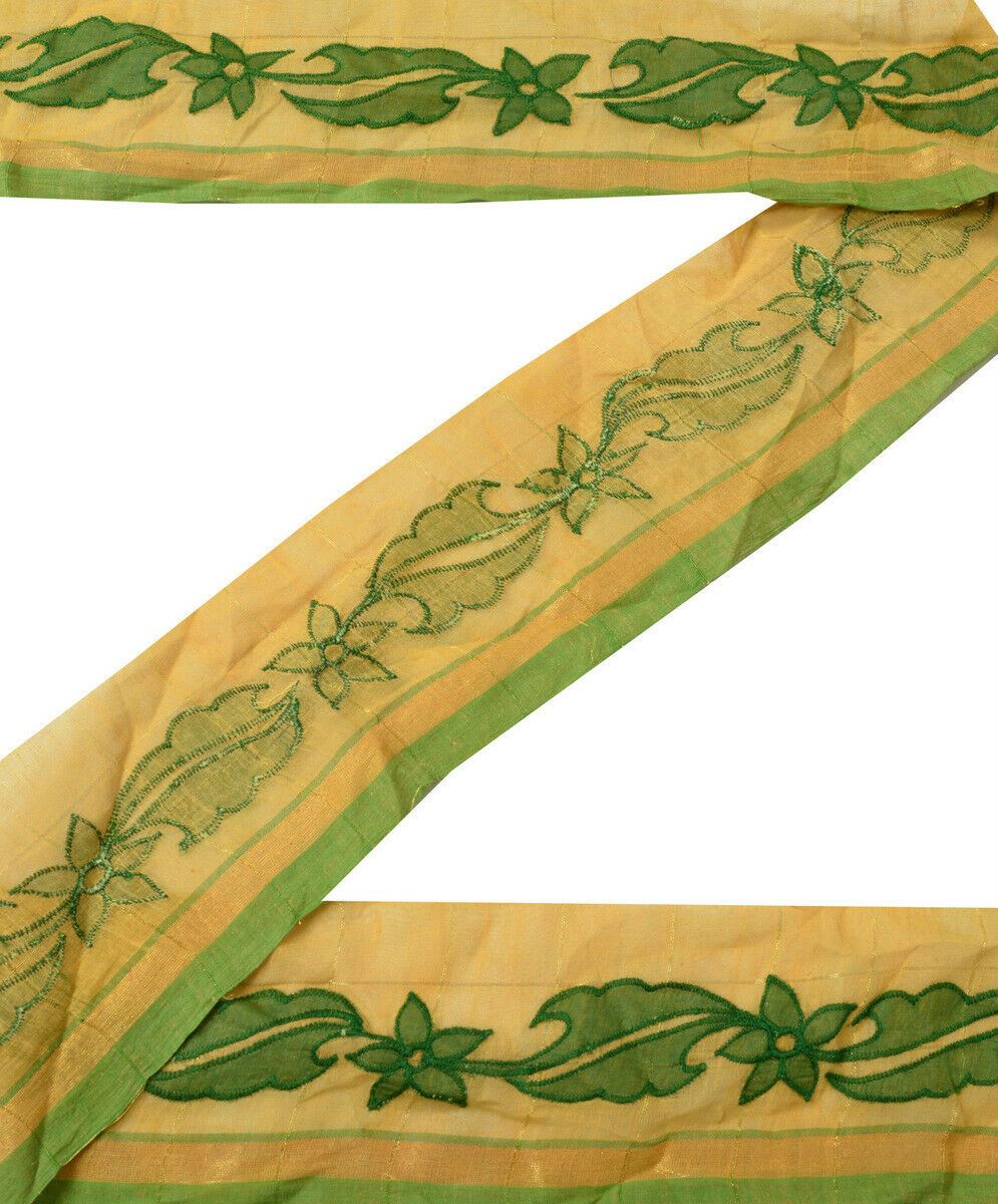 Antique Vintage Saree Border Indian Craft Trim Embroidered Floral Ribbon Lace