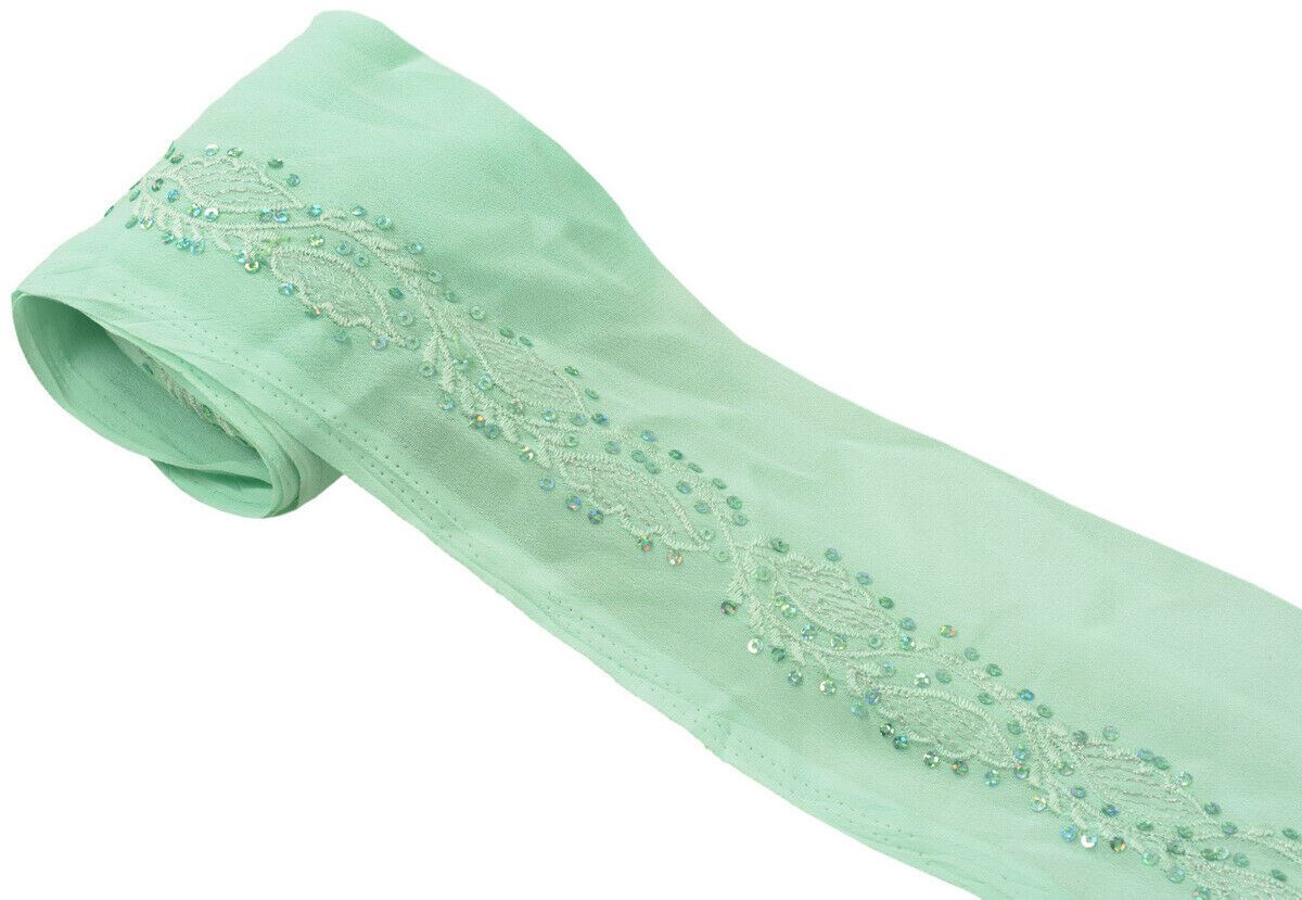 Antique Vintage Saree Border Indian Craft Trim Embroidered Ribbon Lace Green