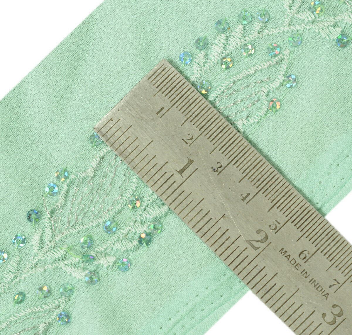 Antique Vintage Saree Border Indian Craft Trim Embroidered Ribbon Lace Green
