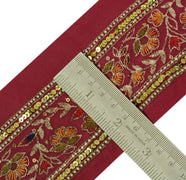 Antique Vintage Saree Border Indian Craft Trim Embroidered Floral Ribbon Lace