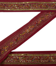 Antique Vintage Saree Border Indian Craft Trim Embroidered Floral Ribbon Lace