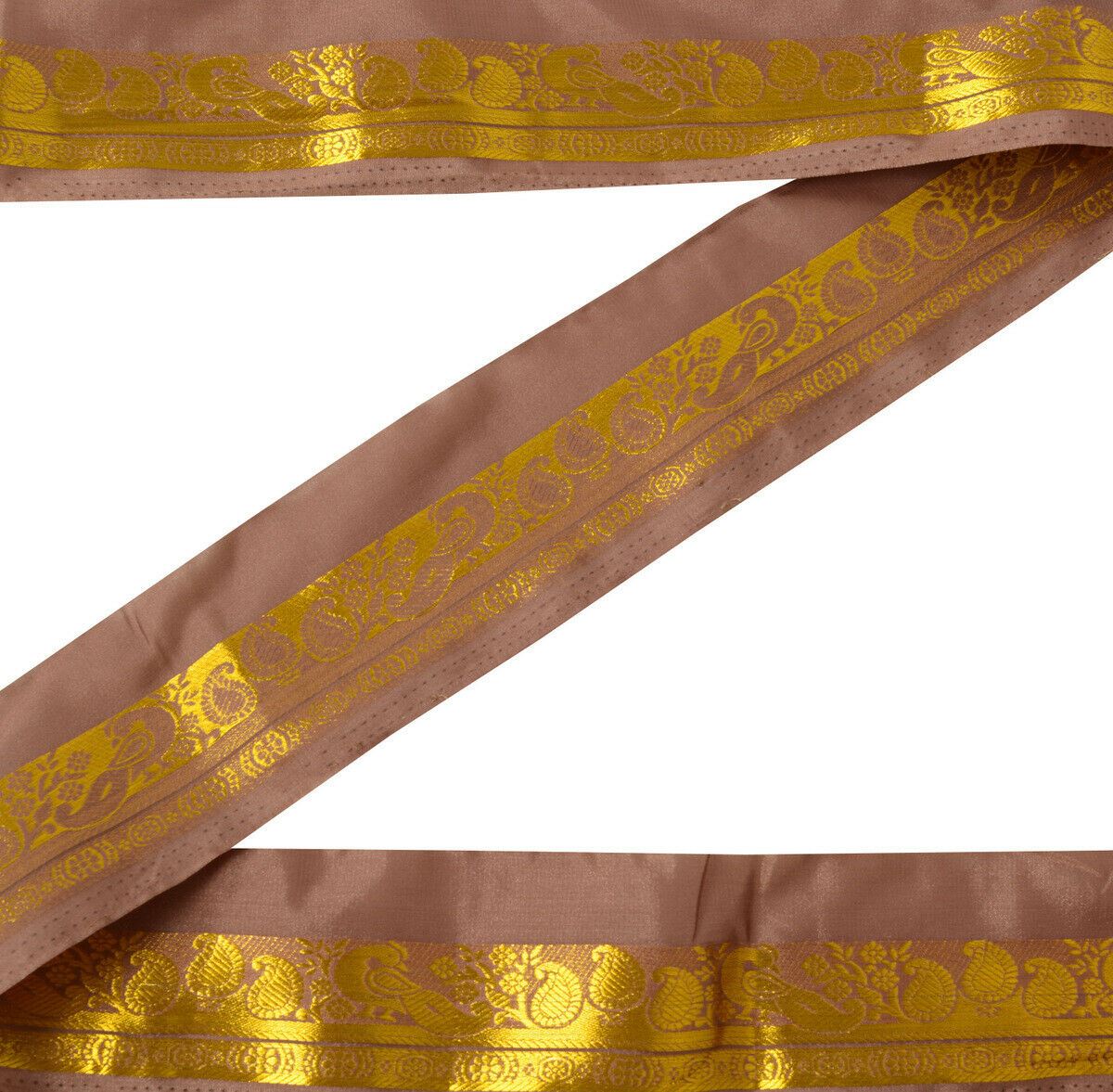 Antique Vintage Saree Border Indian Craft Trim Zari Woven Peacock Paisley Ribbon