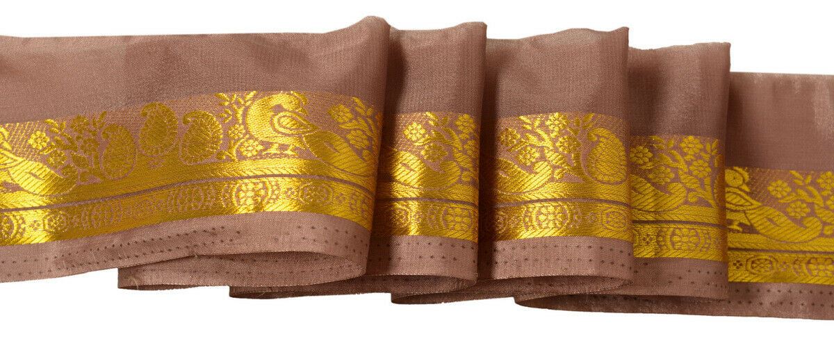 Antique Vintage Saree Border Indian Craft Trim Zari Woven Peacock Paisley Ribbon