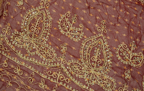 Vintage Saree Multi Purpose Fabric Piece for Sew Craft Embroidered Beaded Maroon