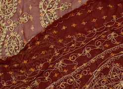 Vintage Saree Multi Purpose Fabric Piece for Sew Craft Embroidered Beaded Maroon